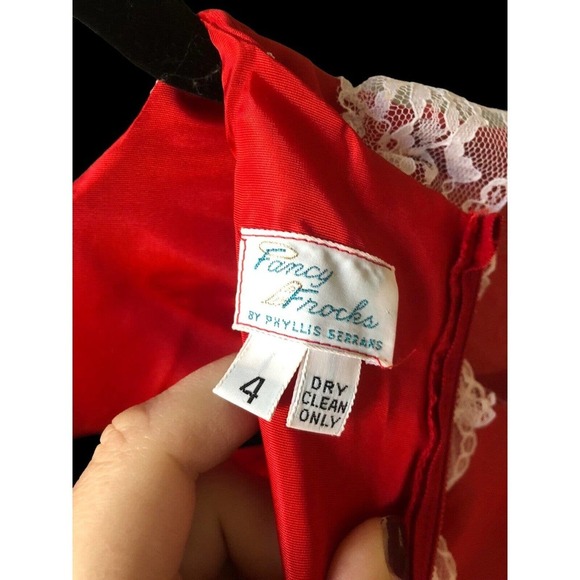 Vtg Fancy Frocks Party Christmas Dress Girls 4 Red Victorian Lace Ruffles Poofy - Picture 8 of 12